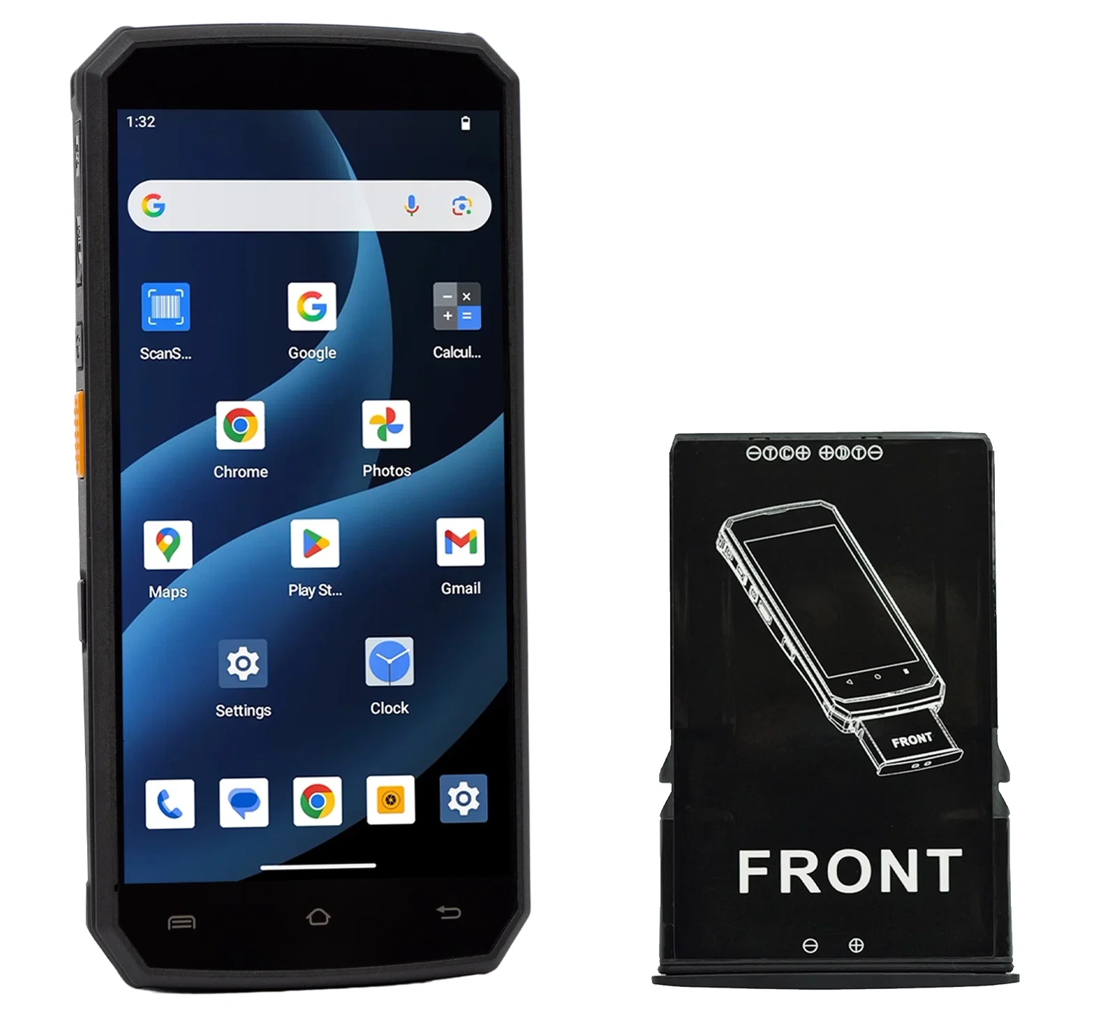 Terminale mobile AndroSavvy-200 in set con la batteria aggiuntiva AndroSavvy-200-BAT