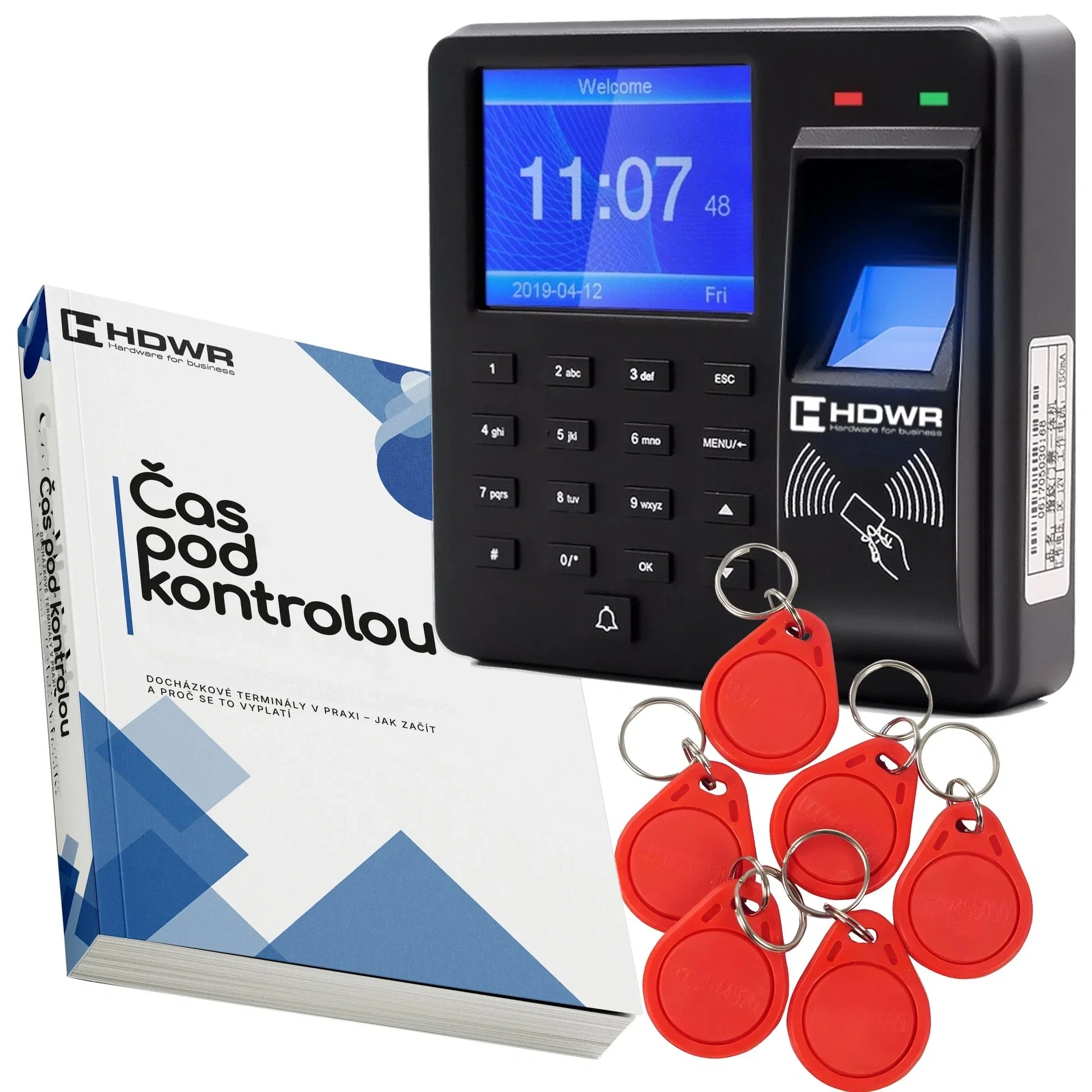 Docházkový terminál CTR10 s 10 RFID klíčenkami a e-knihou „Čas pod kontrolou“ 12 Docházkový terminál CTR10 s 10 RFID klíčenkami a e-knihou „Čas pod kontrolou“
