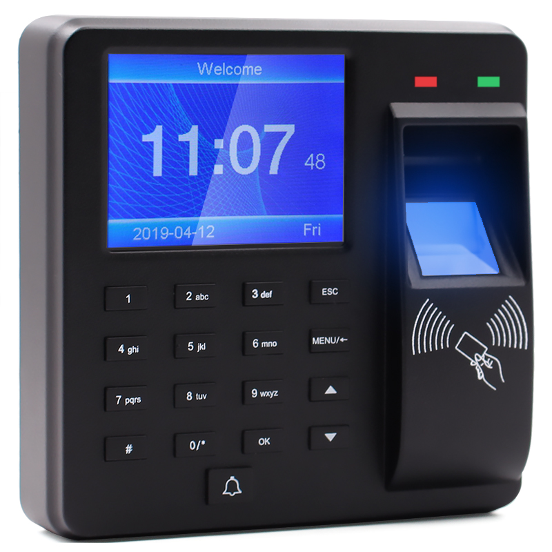 The HDWR CTR10 is a time recorder that uses both RFID cards and key fobs for clocking in and out.