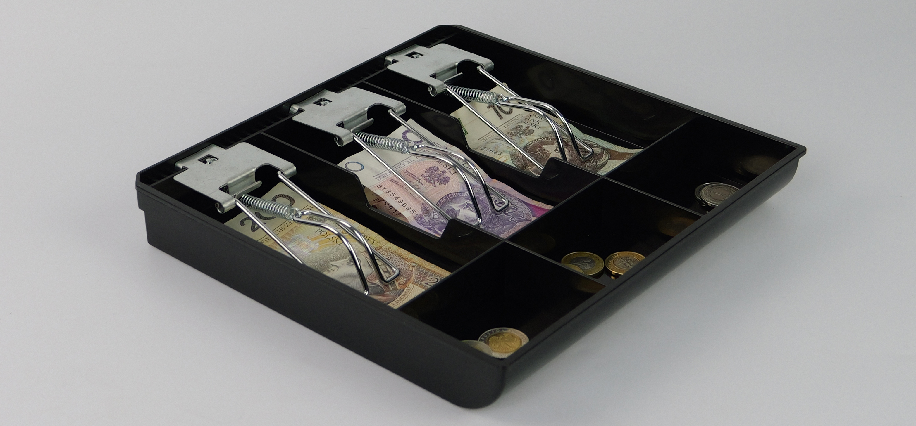 Wkład do szuflady kasowej z zatrzaskami na banknoty