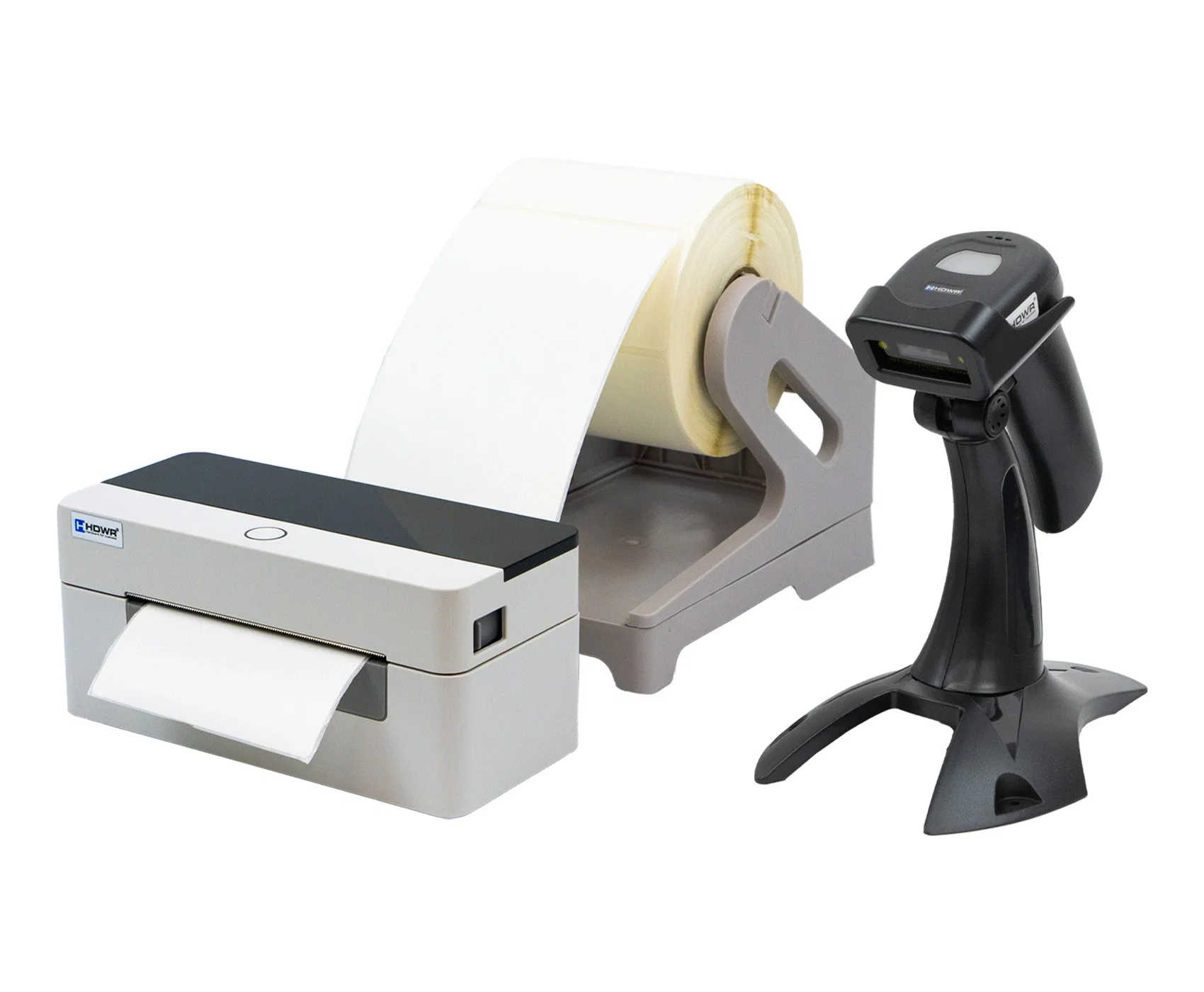 ZESTAW STARTOWY drukarka OPrint-XC200W, stojak na etykiety OPrint-LSW, skaner QR HD2600A i etykiety termiczne