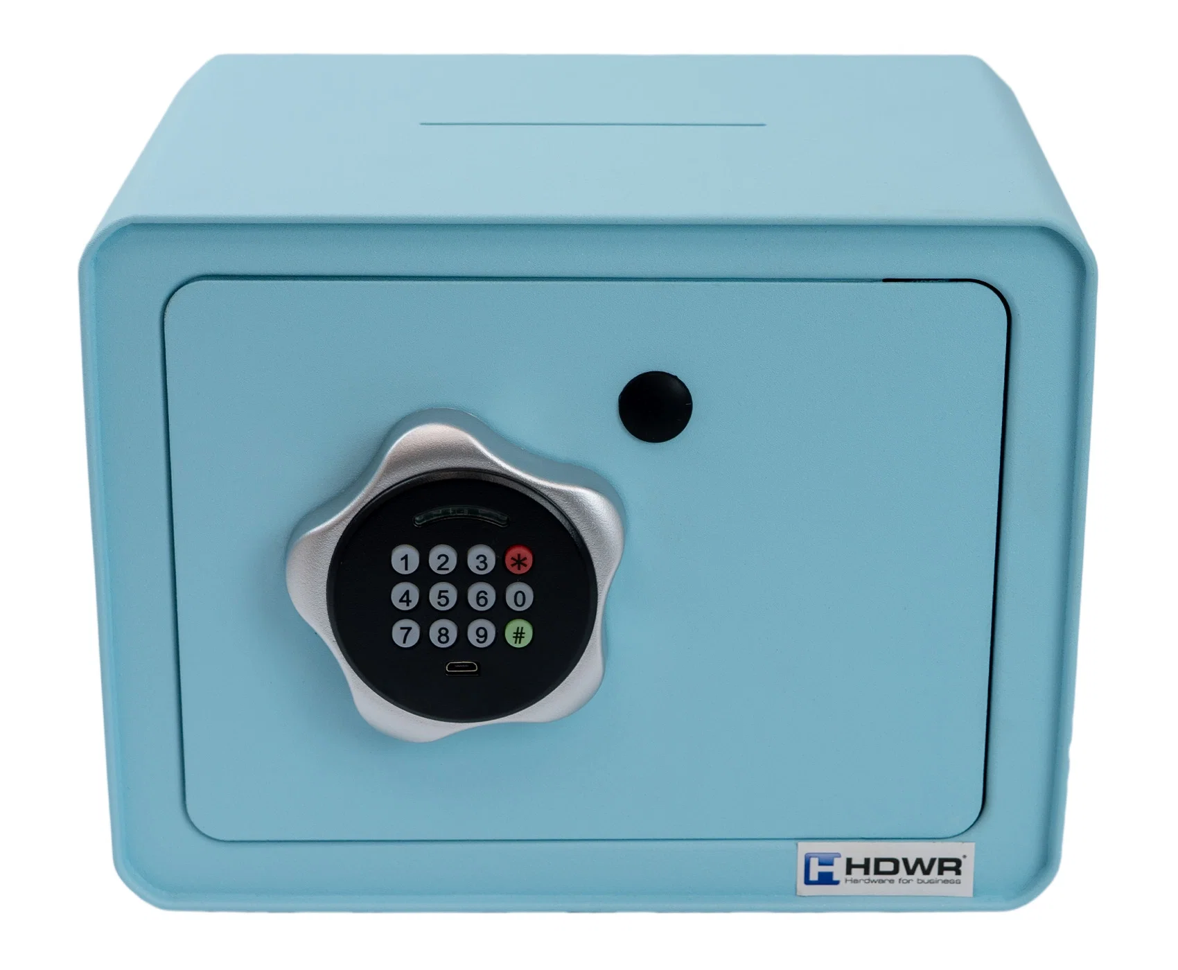 Sejf domowy z zamkiem na kod PIN i na klucz, elektroniczny, błękitny SecureBox-15