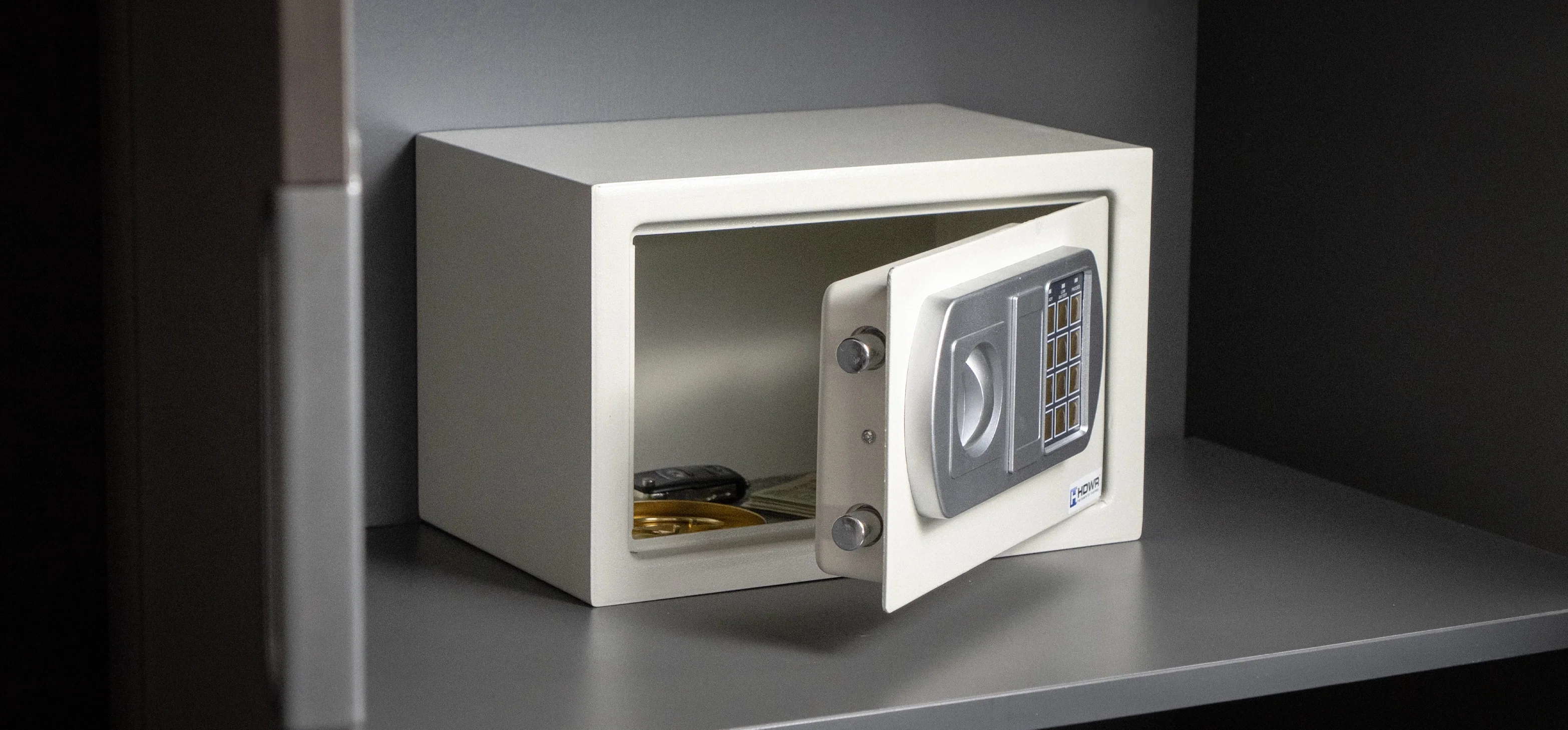 Elektronischer Tresor mit PIN-Code und Schlüssel zur Aufbewahrung von Geld, Dokumenten, Schmuck, Stahl SecureBox-30