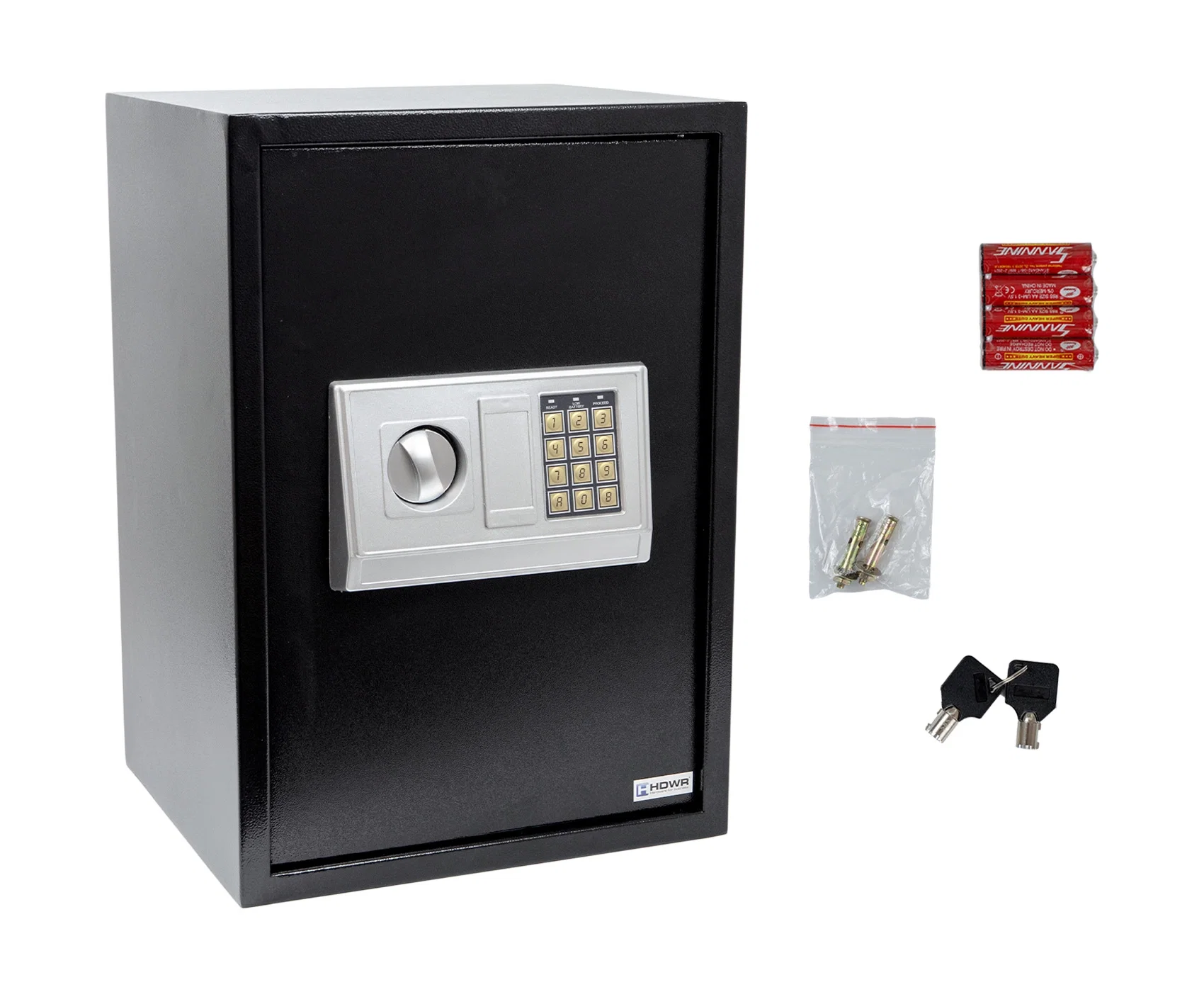 Elektronischer Tresor für Geld und Dokumente, Stahl, abschließbar mit PIN-Code und Schlüssel SecureBox-60