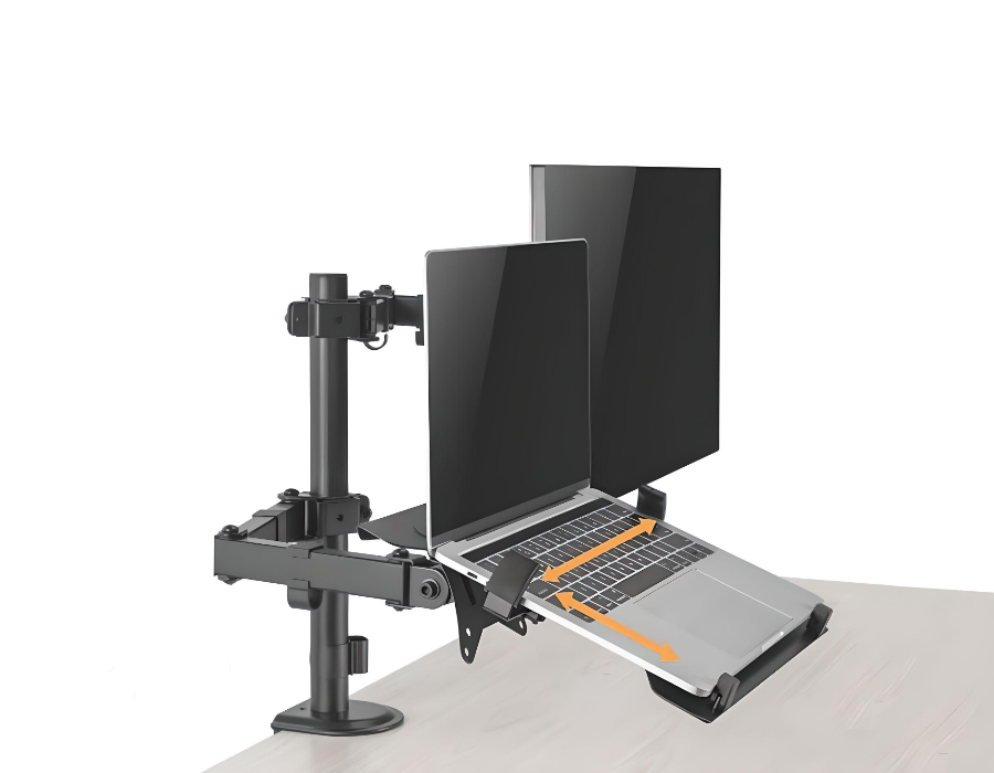 Monitor stand with a laptop holder