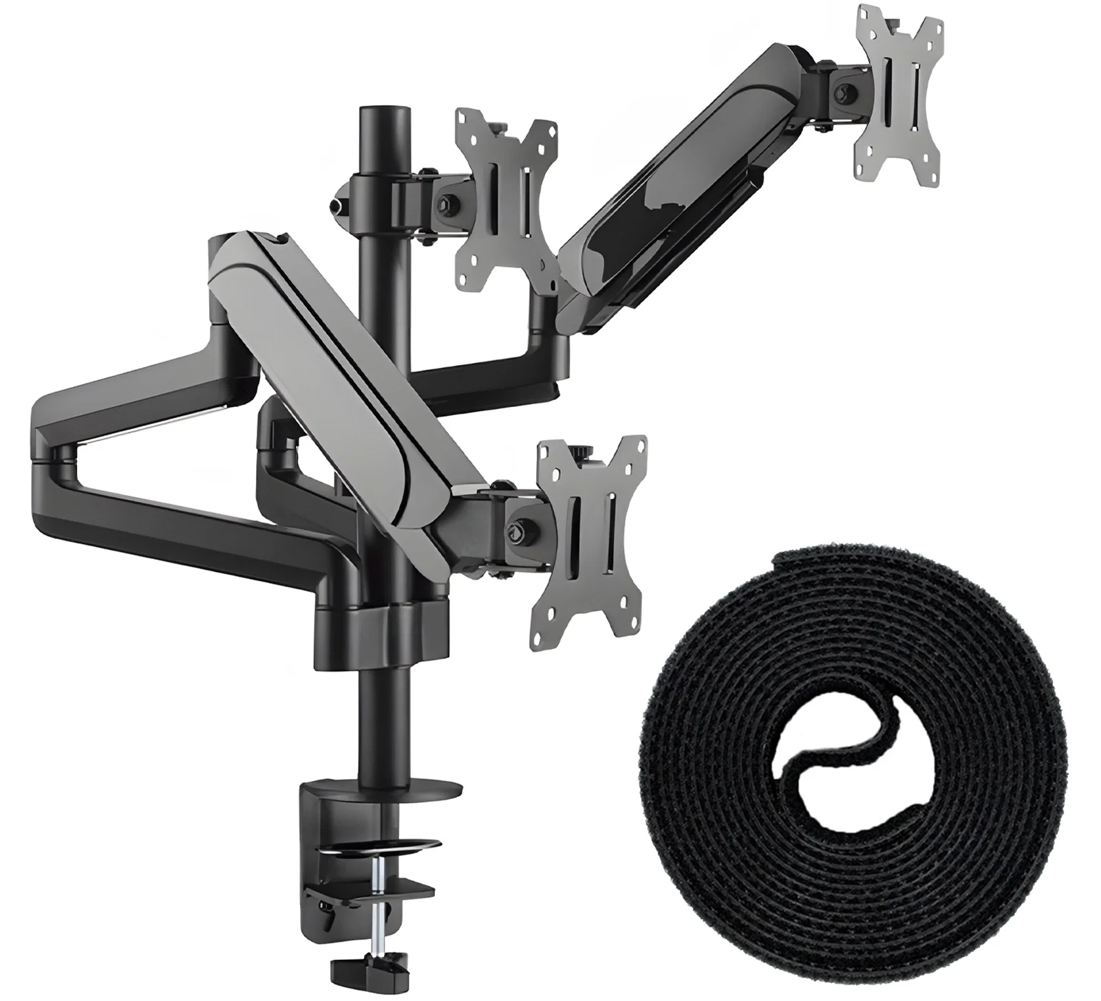 Schreibtischhalterung für 3 Monitore SolidHand-AS03 im Set mit Klettkabelbinder SolidHand-CM01T
