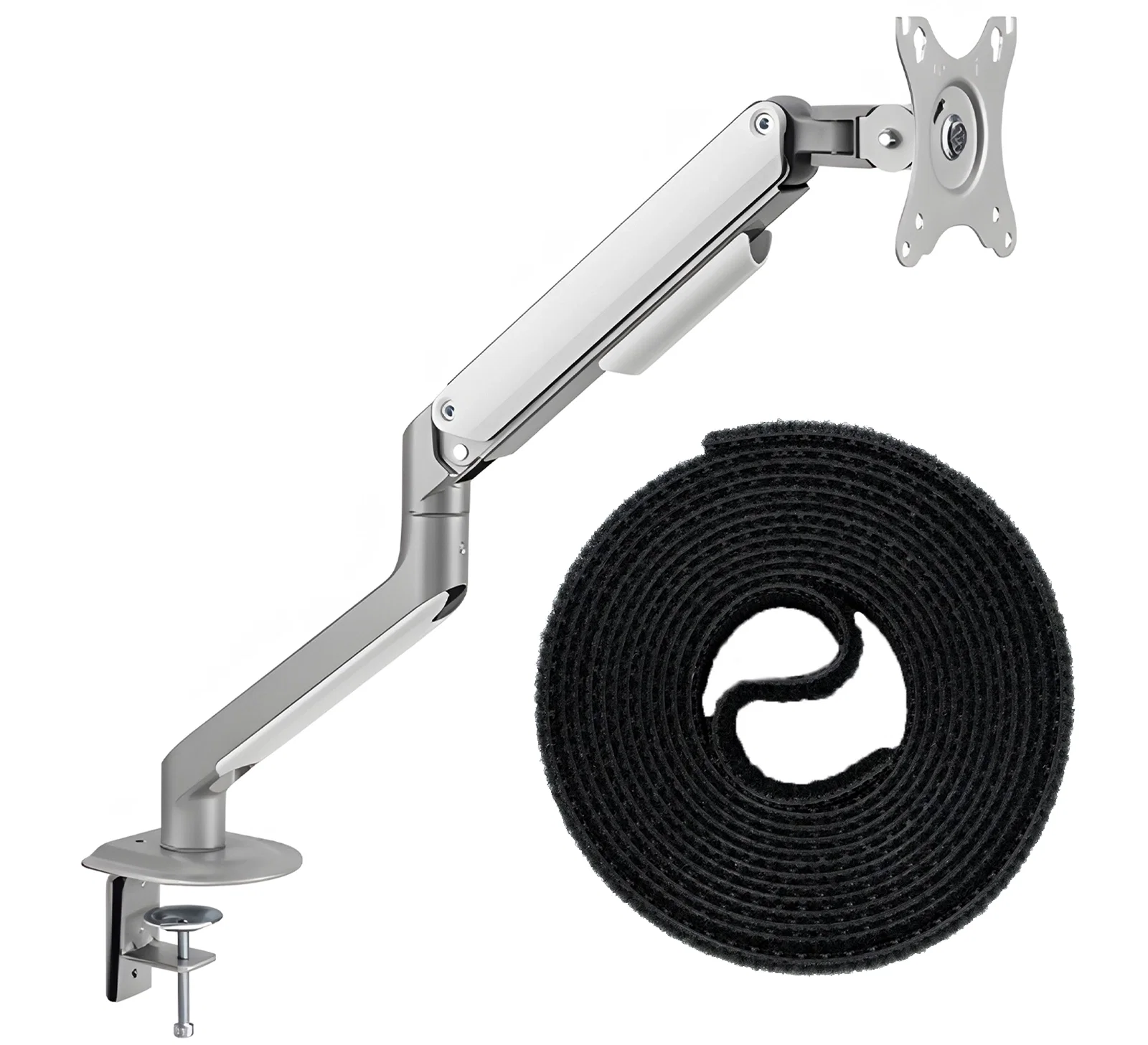 Schreibtisch-Monitorhalterung SolidHand-DS01 im Set mit Klettkabelbinder SolidHand-CM01T