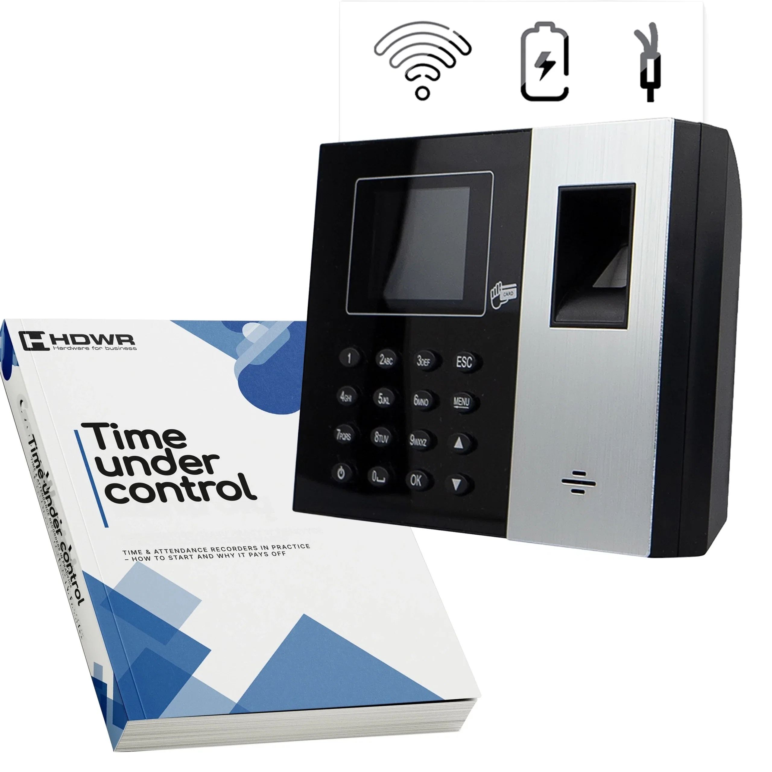 Pointeuse TimeLok-300 avec l’e-book « Time under control » (en anglais) 9 Pointeuse TimeLok-300 de HDWR avec l’e-book Time under control