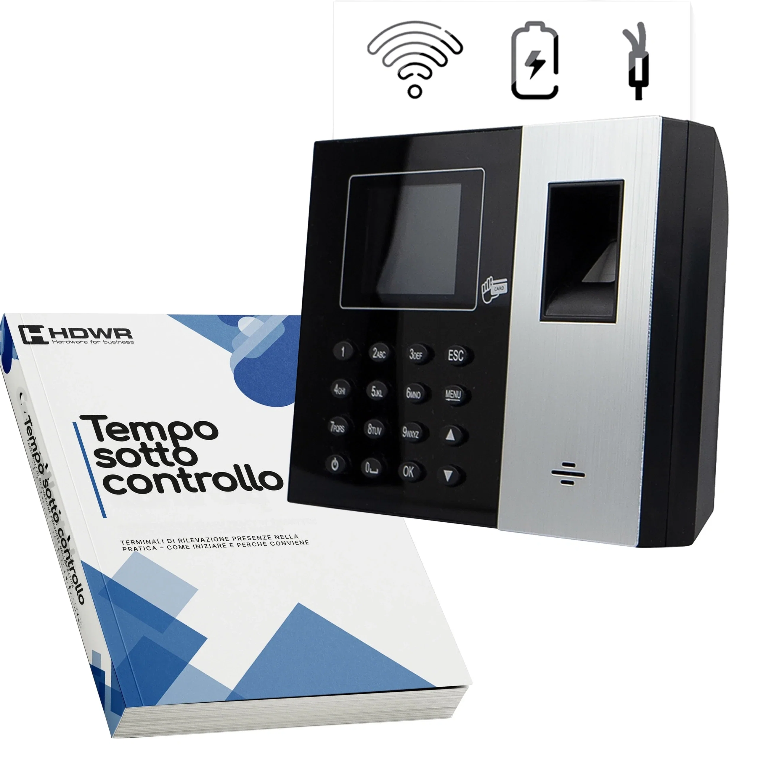 Terminale di rilevazione presenze TimeLok-300 di HDWR con l’e-book Tempo sotto controllo