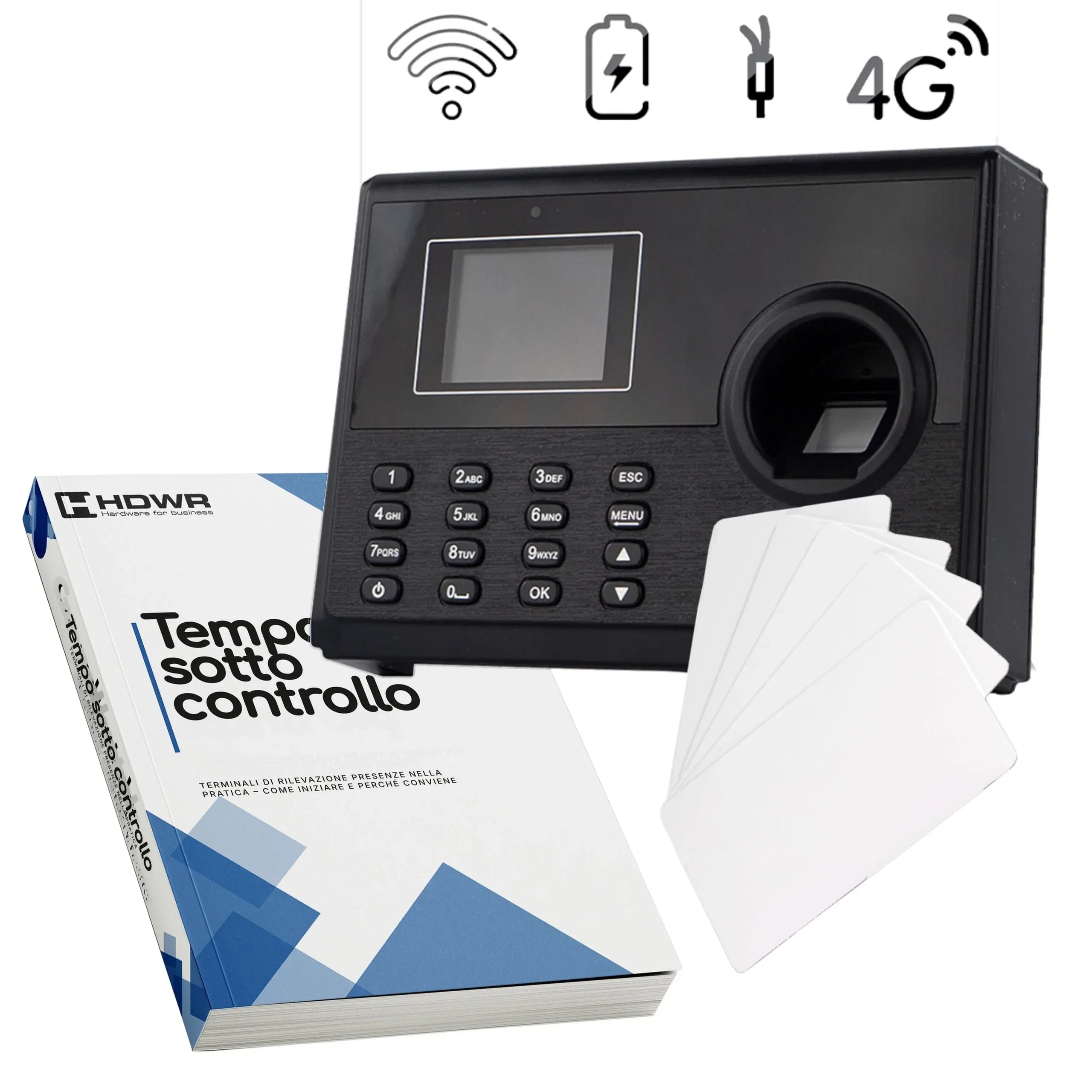 Terminale rilevazione presenze TimeLok-400 con 15 tessere RFID e l’e-book «Tempo sotto controllo»