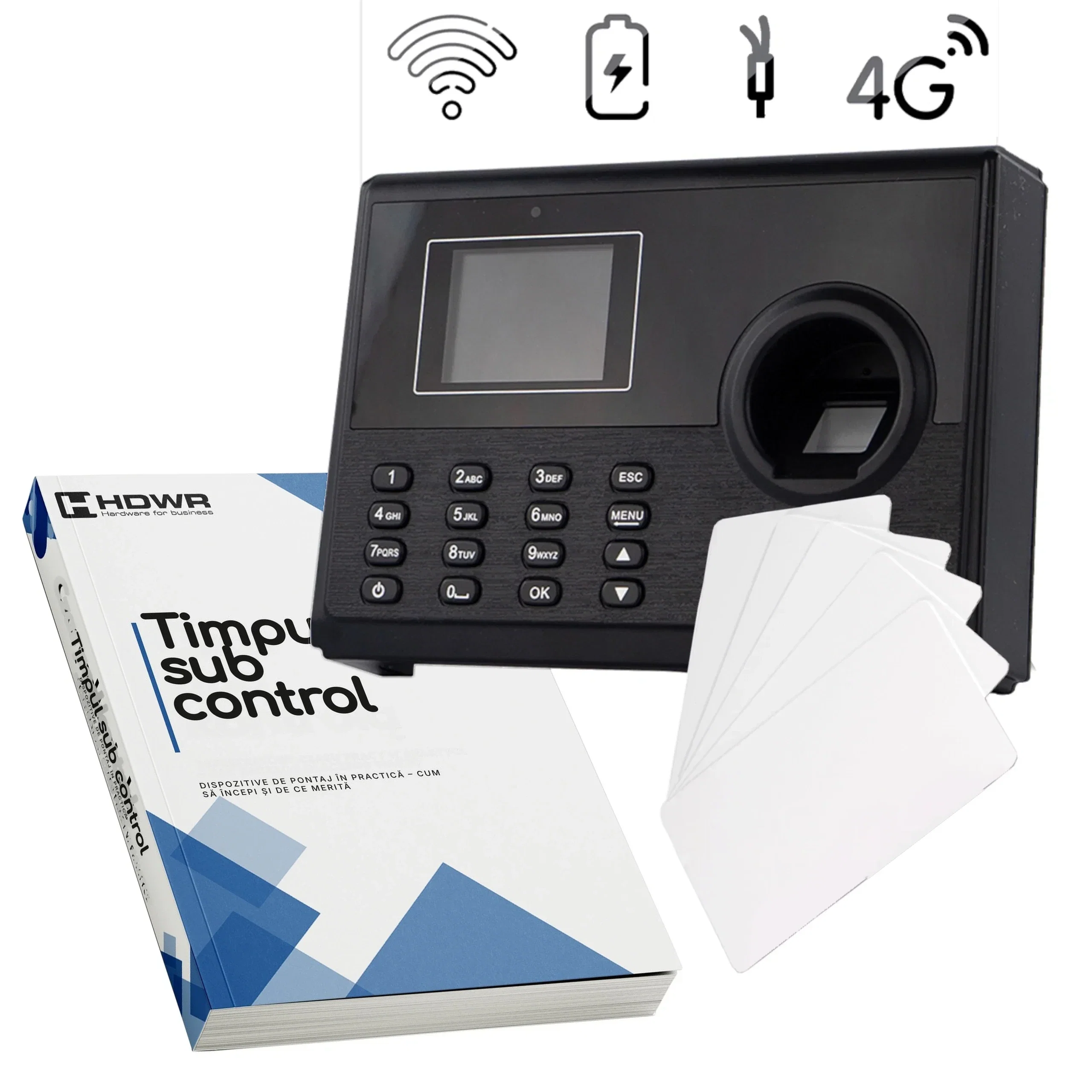 Dispozitiv de pontaj TimeLok-400 cu 15 carduri RFID și e-book-ul „Timpul sub control”