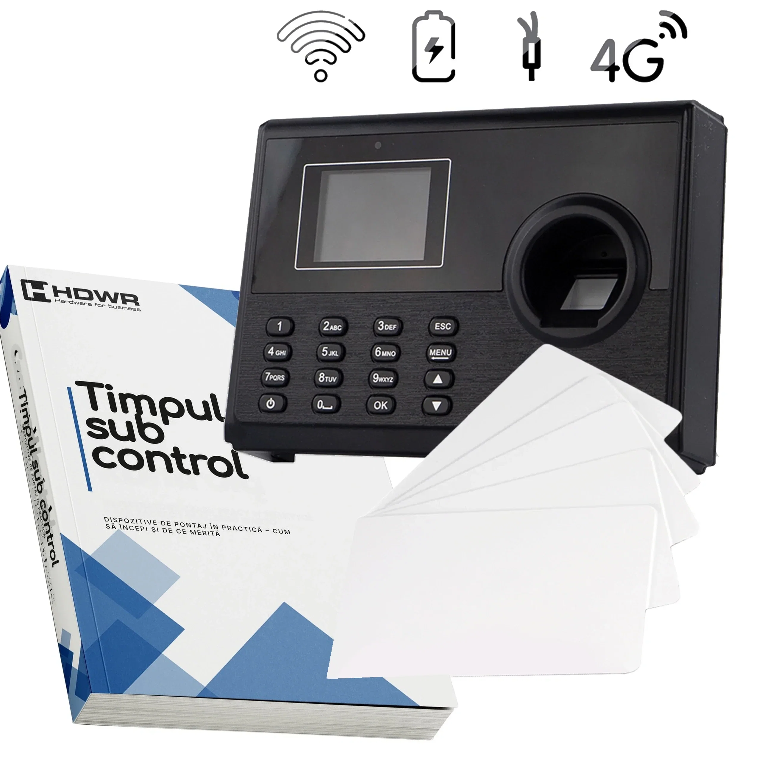 Dispozitiv de pontaj TimeLok-400 cu 10 carduri RFID și e-book-ul „Timpul sub control”
