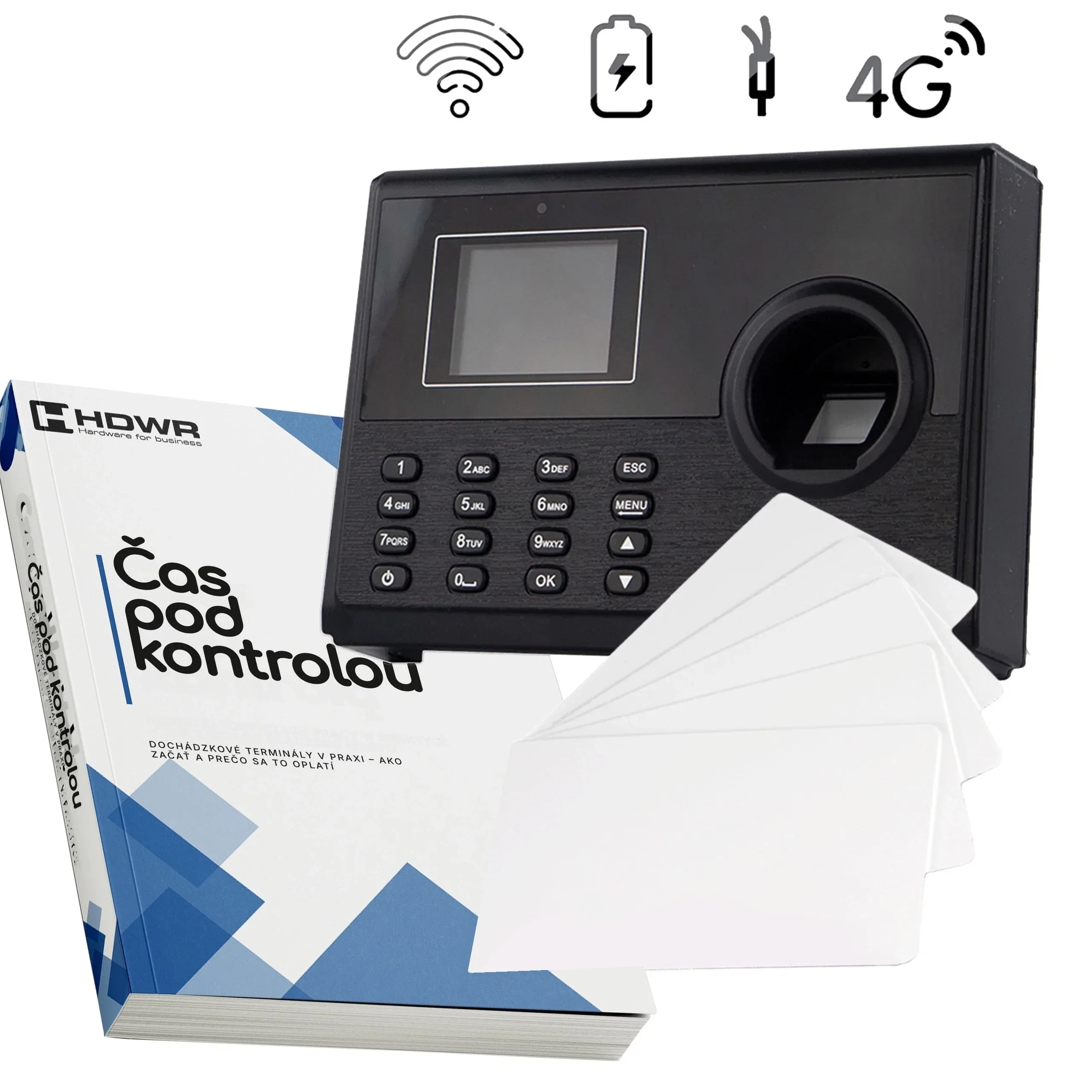 Dochádzkový terminál TimeLok-400 s 10 RFID kartami a e-knihou „Čas pod kontrolou“