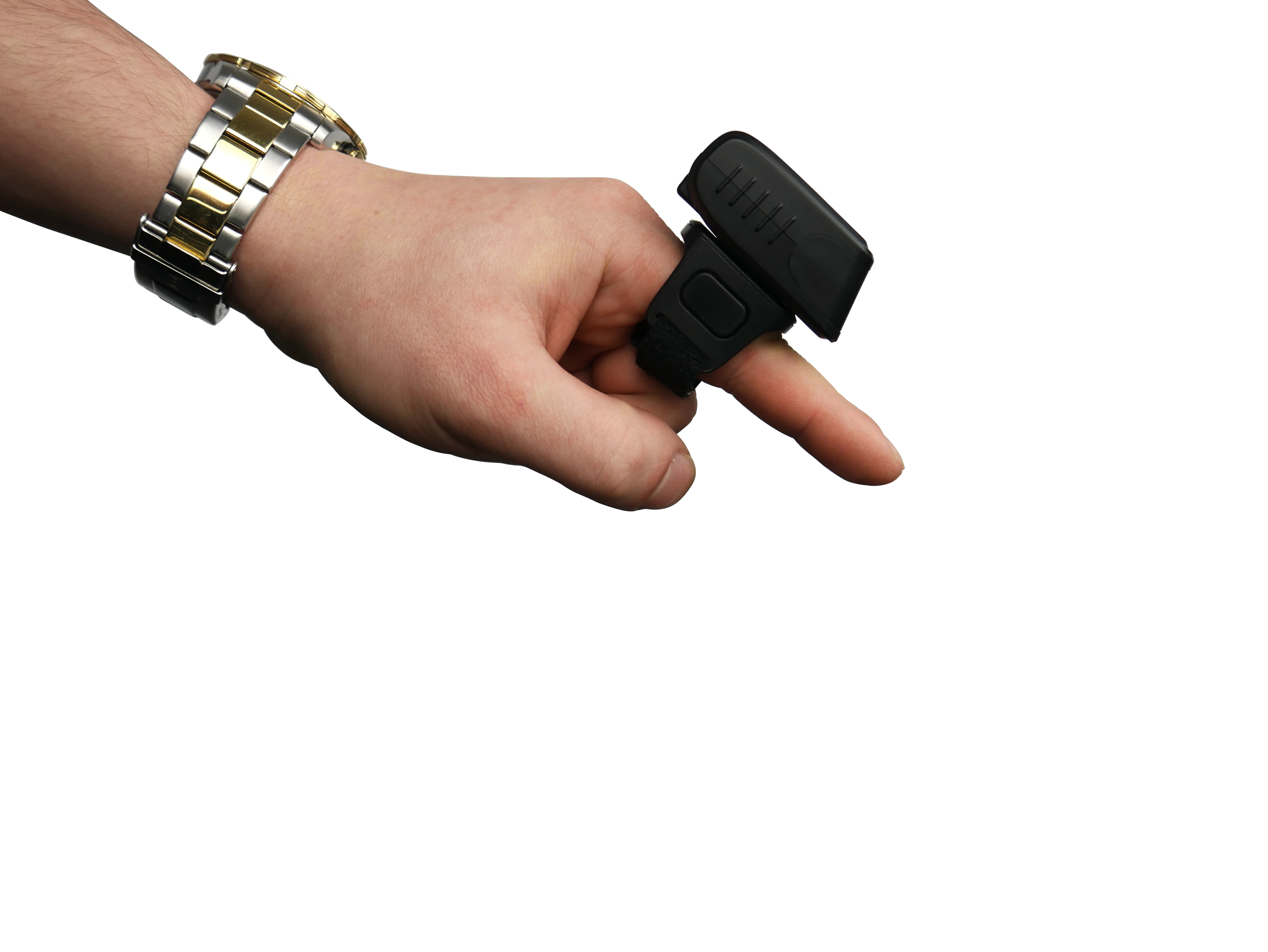 Small barcode reader for wearing on the finger