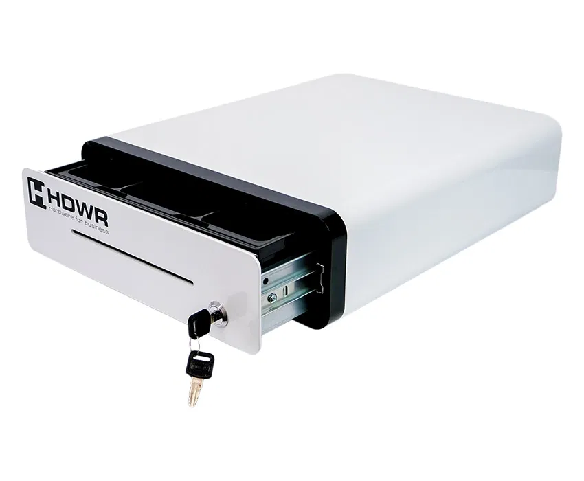 Kassenschublade für Banknoten und Münzen von HDWR weiß securePRO-303WN