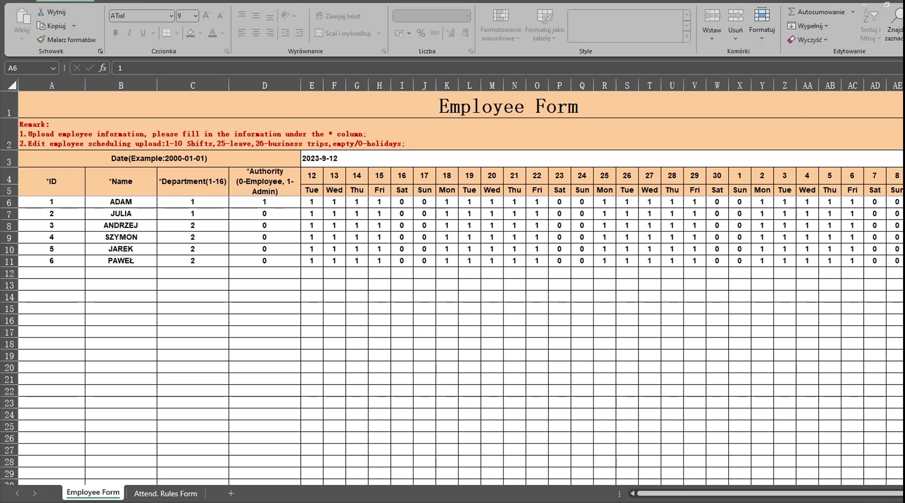 Bericht mit Zeiterfassungsgerät Employee Form