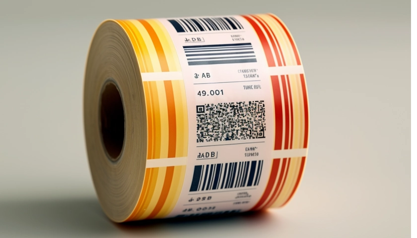 Etykiety z kodami kreskowymi wydrukowane na przemysłowej drukarce etykiet
