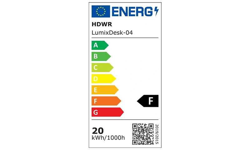 Etykieta energetyczna dla produktu poprawnie wprowadzonego do systemu EPREL.