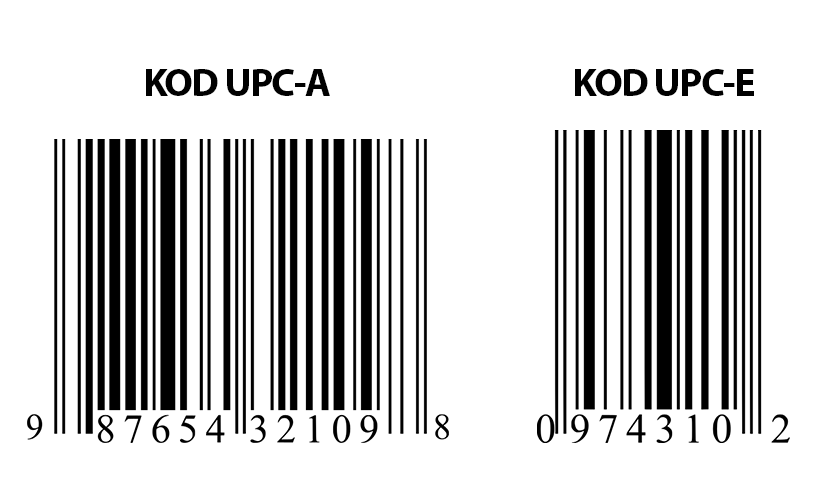 Porównanie kodu UPC-A i UPC-E.